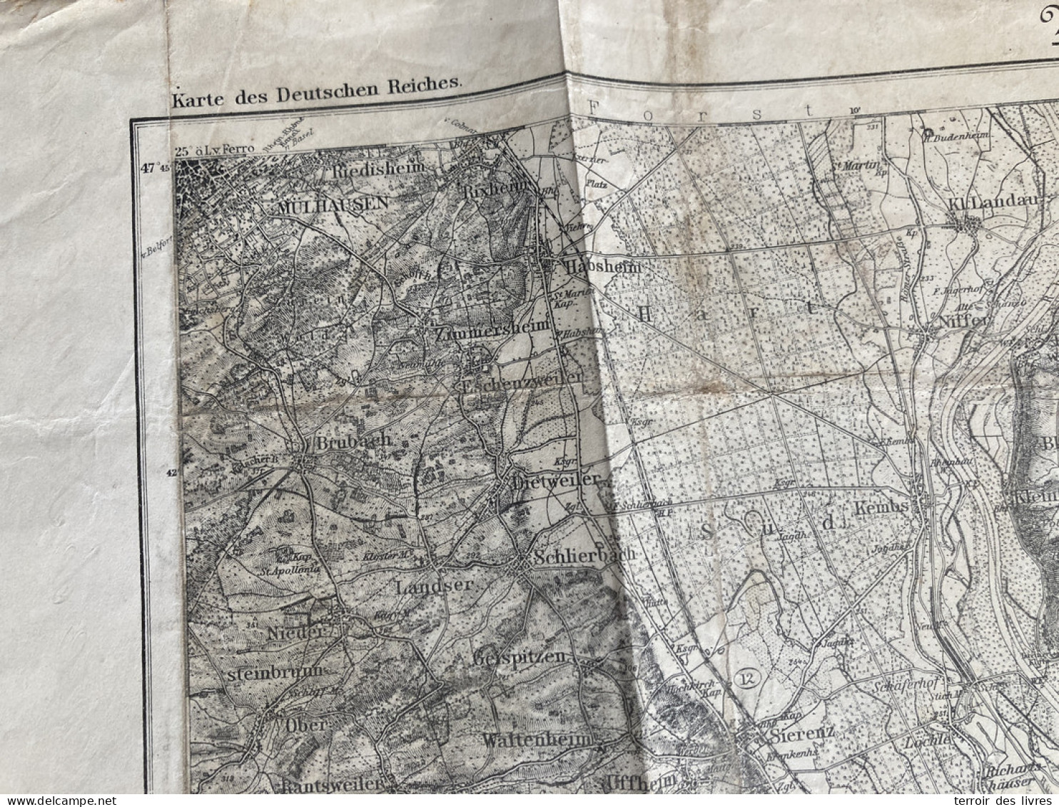 Carte D'état Major MULHAUSEN Deutschen Reiches 1908 1/100 000 Helfrantzkirch  Kappelen Stetten Ranspach-Le-Bas Magstatt- - Carte Geographique