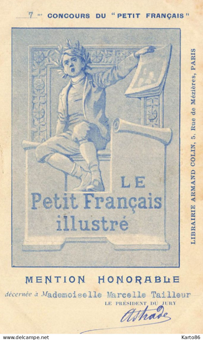 Littérature Livre * CPA Illustrée Dos 1900 * 7ème Concours Du " Petit Français " Signé Pdt Du Jury ASTRADE - Philosophie & Pensées