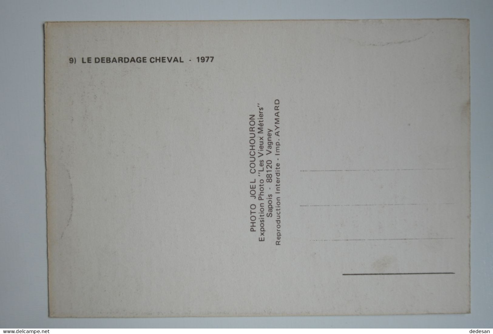 CPSM Grand Format 148x102 9) Le Débardage Cheval 1977 Editions Les Vieux Métiers - CHA03 - Paesani