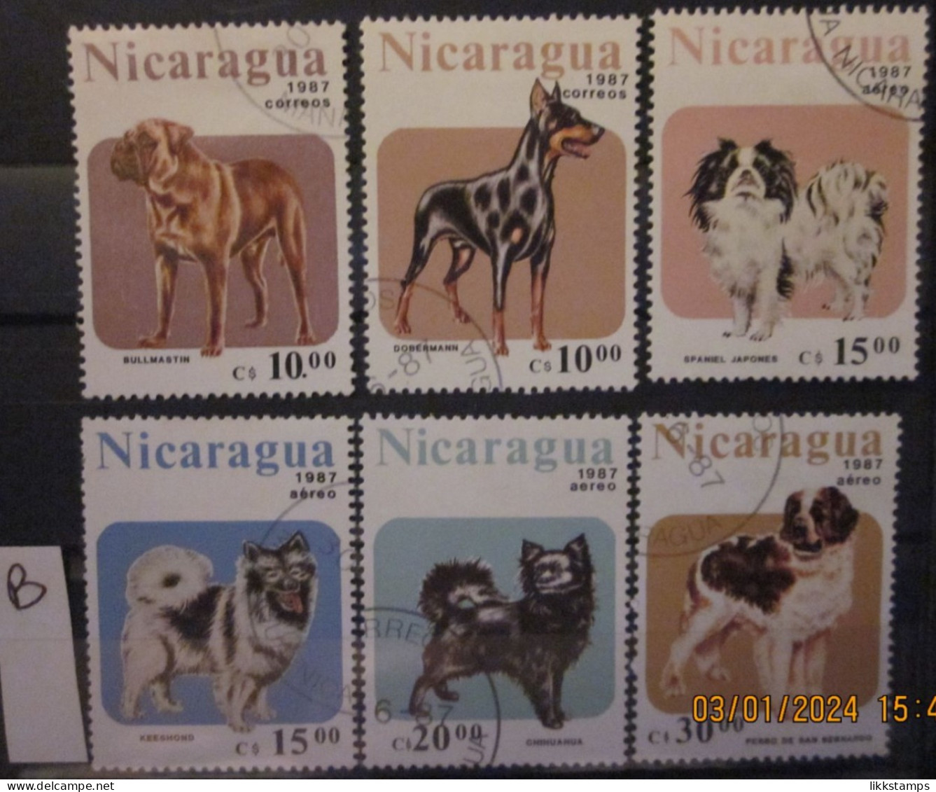 NICARAGUA ~ 1987 ~ S.G. NUMBERS 2878 - 2883, ~ 'LOT B'. ~ DOGS. ~ VFU #03508 - Nicaragua