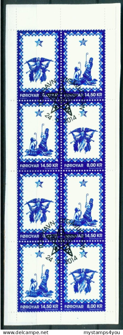 Bm Faroe Islands 2014 MiNr 820-821 (4x) H-Blatt 38 Booklet Pane Used | Christmas #kar-1508d - Faeroër