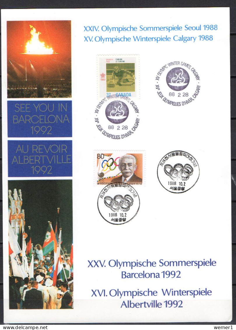 Canada 1988 Olympic Games Calgary / Seoul Commemorative Print - Inverno1988: Calgary