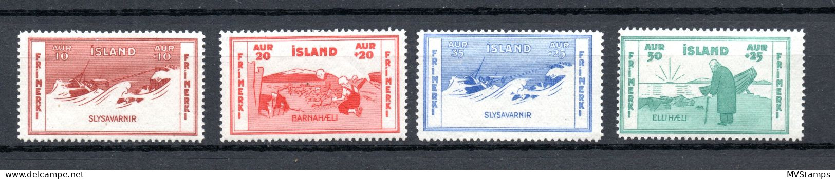 Iceland 1933 Set Wellfair Stamps (Michel 168/71) Nice MNH - Servizio