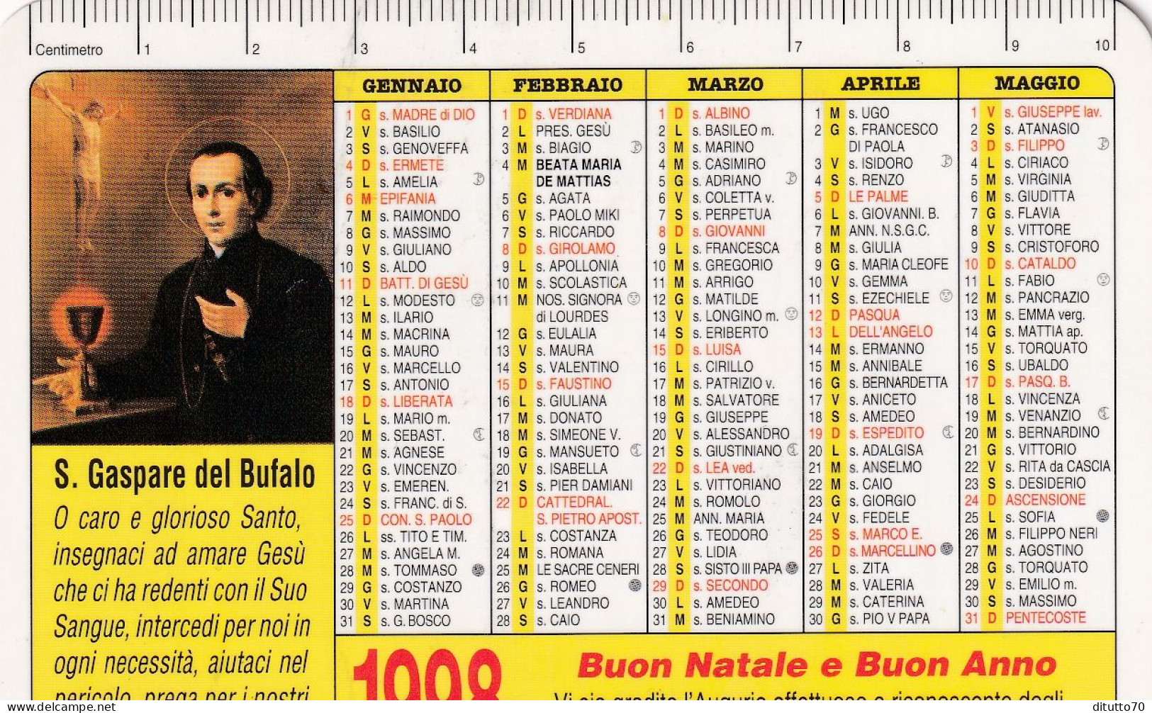 Calendarietto - Collegio Preziosisimo Sangue - S.gaspare Del Bufalo - Albano Laziale - Roma - Anno 1998 - Petit Format : 1991-00