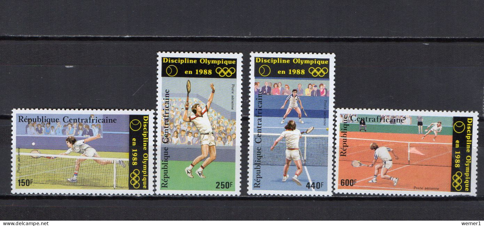 Central Africa 1986 Olympic Games Seoul, Tennis Set Of 4 MNH - Verano 1988: Seúl