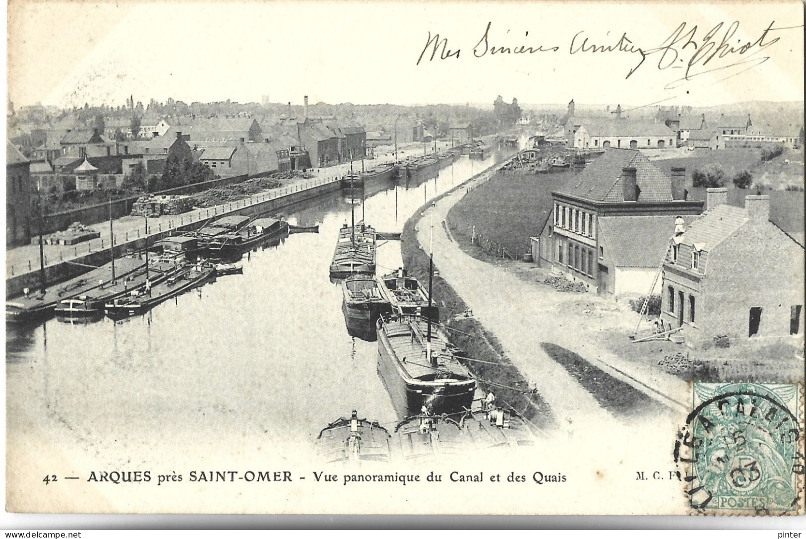 ARQUES Près SAINT OMER - Vue Panoramique Du Canal Et Des Quais - PENICHE - Arques