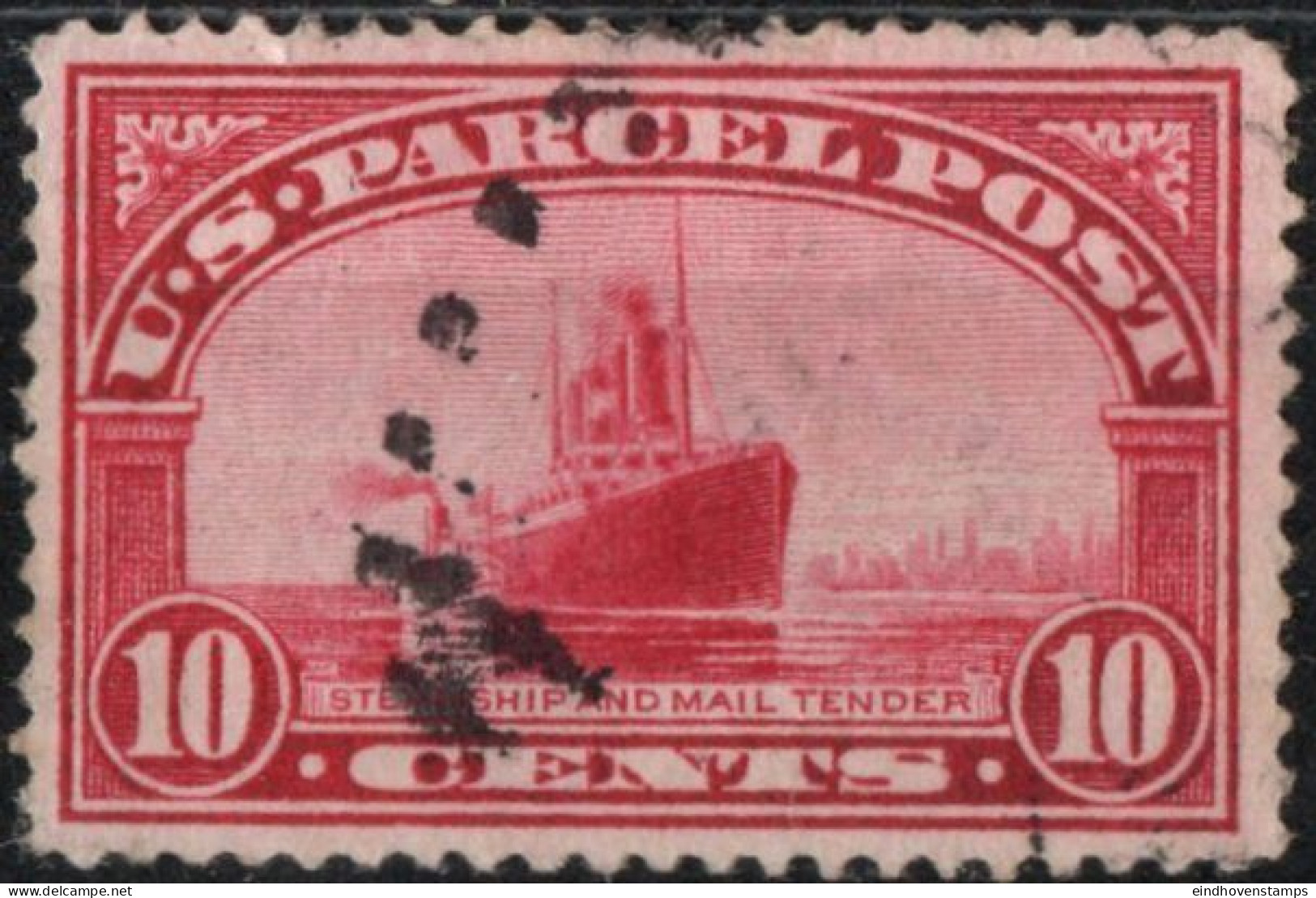 USA 1912 Parcel Stamps 10 C Cancelled Steamship And Mail Tender - Pacchi