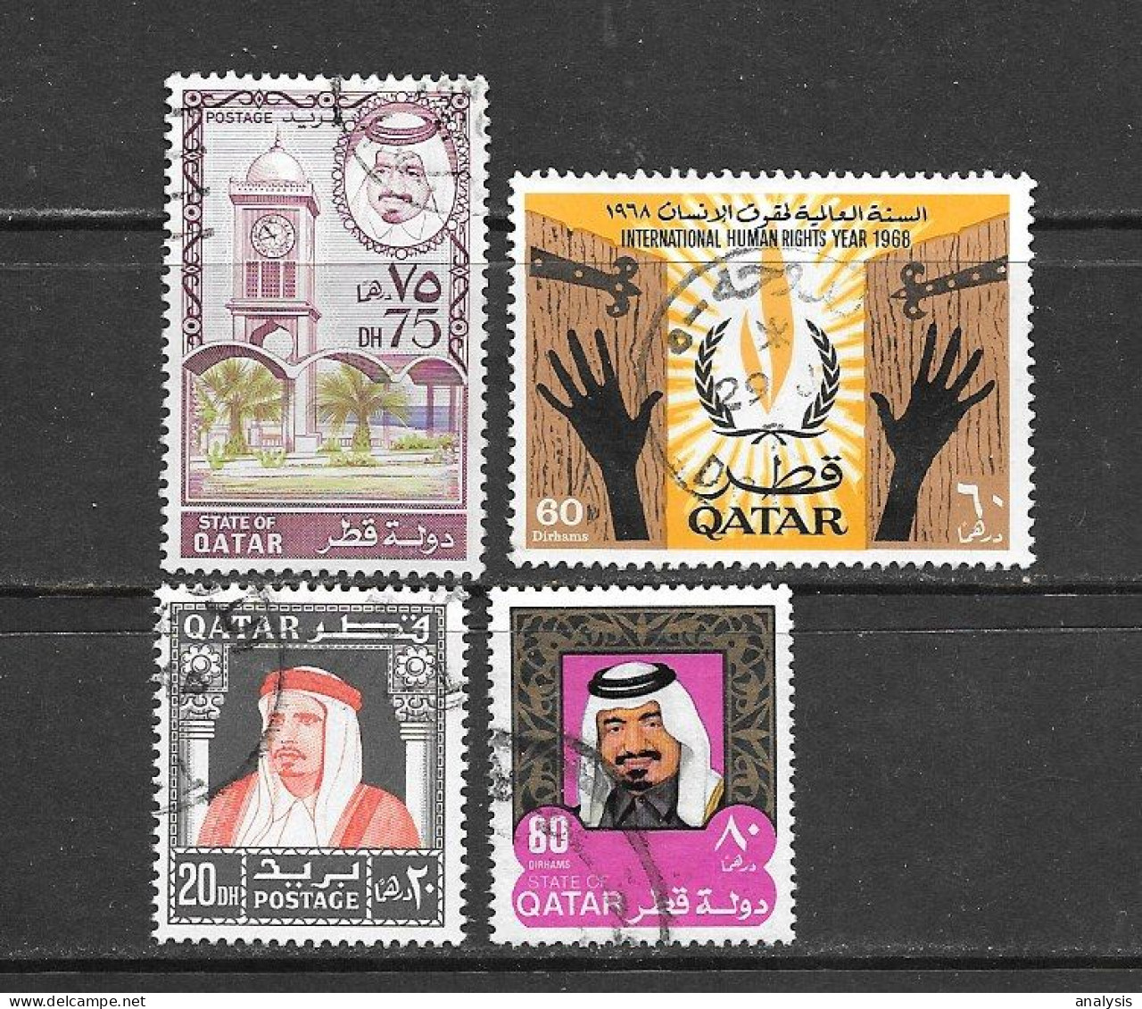 Qatar 4 Stamps 1960s/70s Used. Sheikh Human Rights Year - Qatar