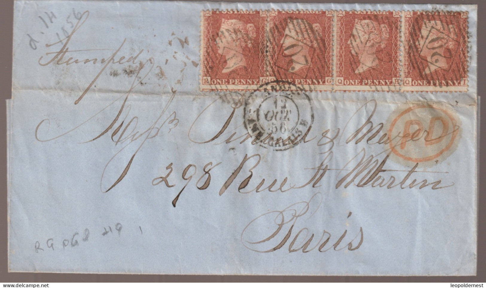 LETTRE Affranchie Avec 4 One Penny Rouge. - Lettres & Documents