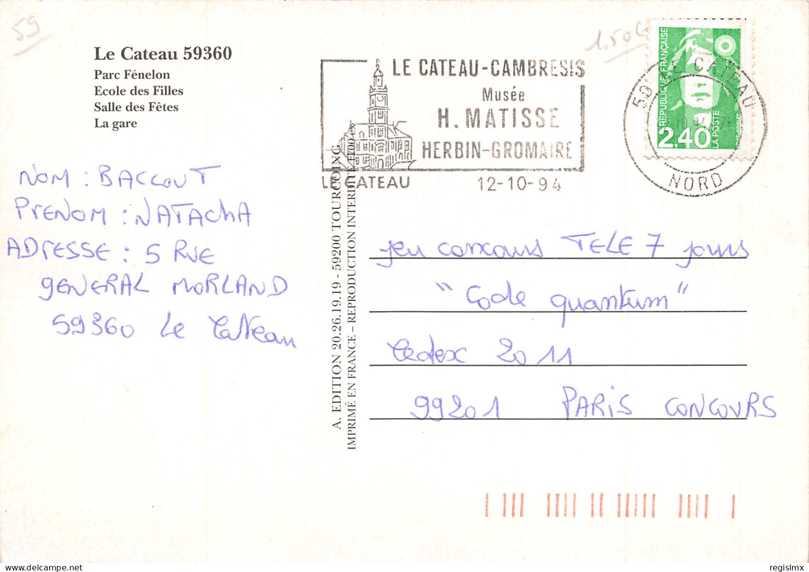 59-LE CATEAU-N°2014-C/0255 - Le Cateau