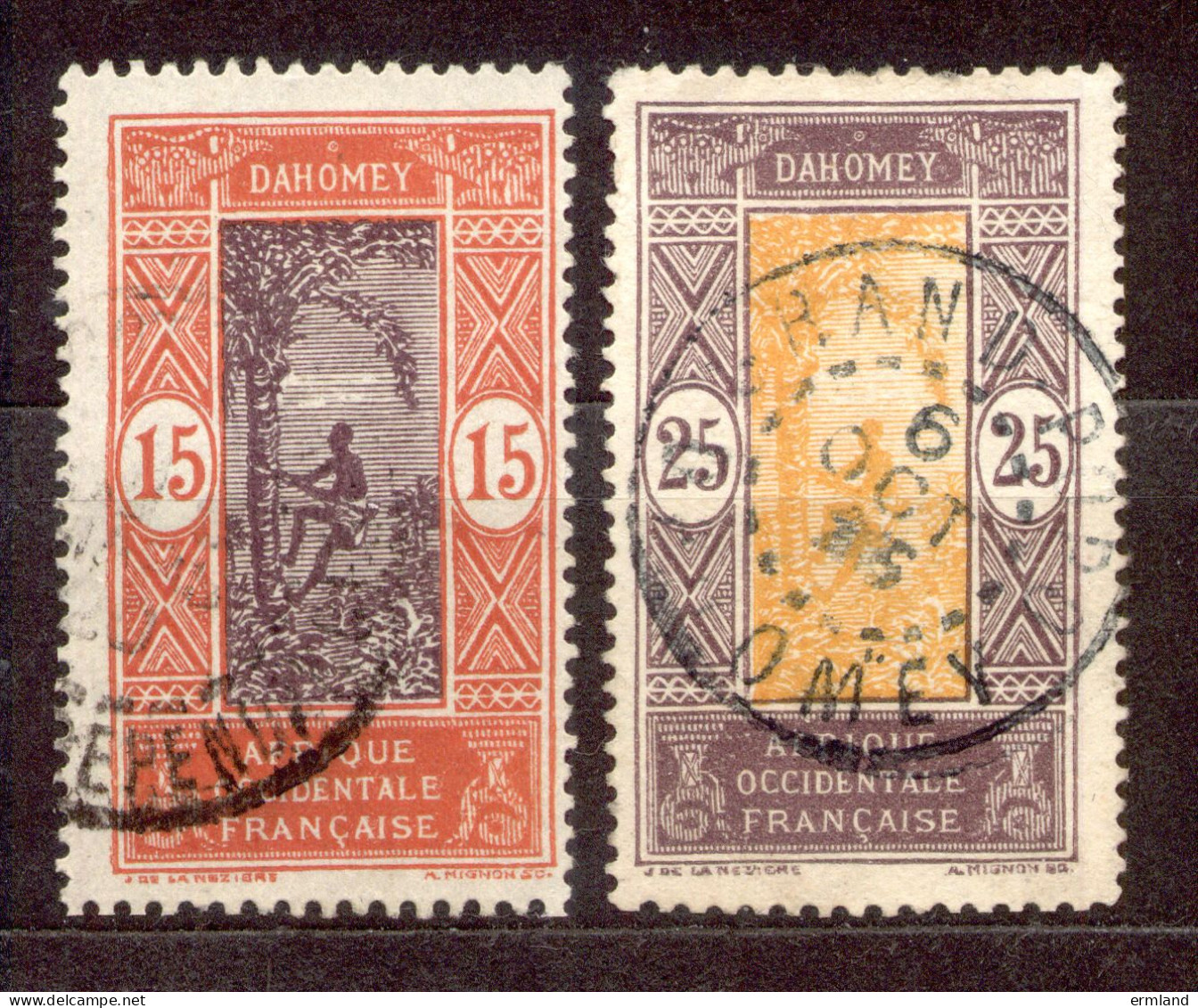 Dahomey 1917 - 1926, Michel-Nr. 61 - 62 O - Gebruikt