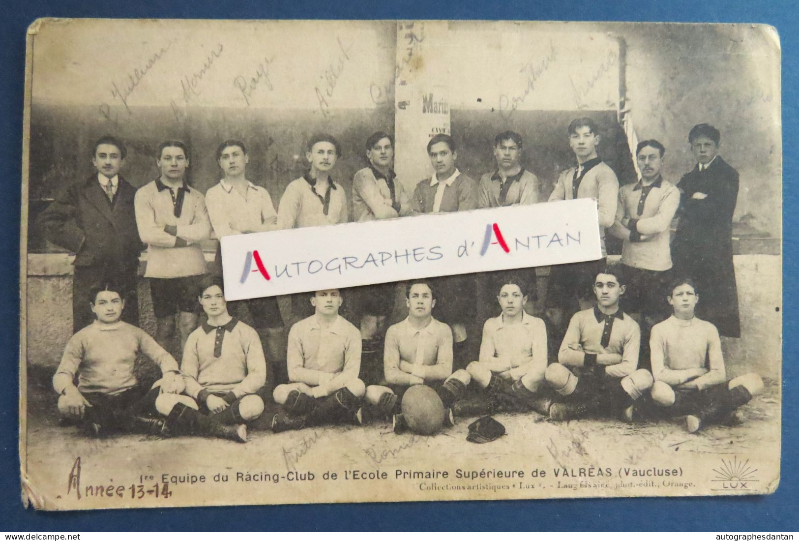 ● VALREAS 1è équipe Du Racing Club De L'Ecole Primaire Supérieure De Valréas (Vaucluse) Rugby 1913-1914 Très Rare CPA - Valreas