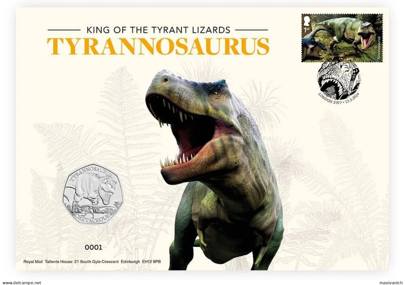 Great Britain United Kingdom UK 2024 Age Of The Dinosaurs T-Rex Coin Cover Big Unopened - Unclassified