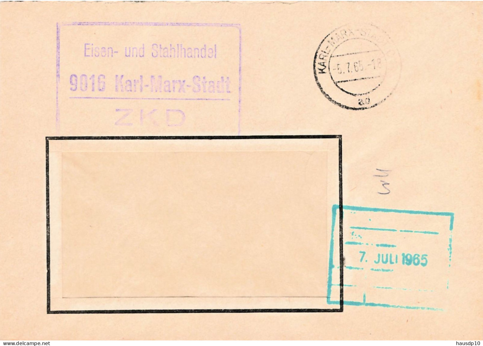 DDR Brief ZKD 1965 Eisen Und Stahhandel Karl Marx Stadt - Service Central De Courrier