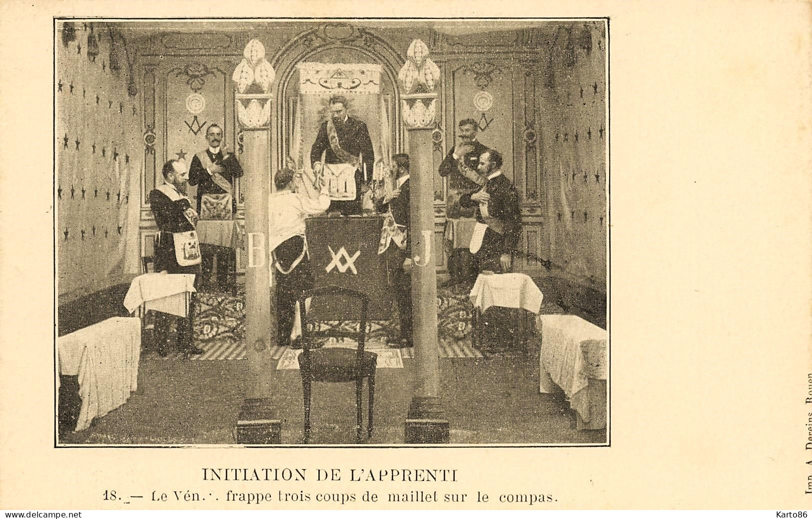 Franc Maçonnerie * CPA * Initiation De L'apprenti N°18 * Le Vén Frappe Trois Coups Maillet * Franc Maçon Francs Maçons - Philosophie