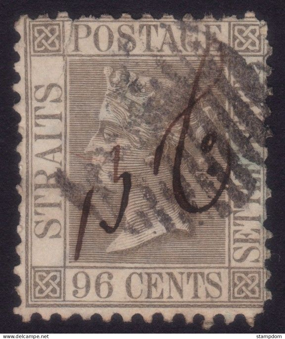 STRAITS SETTLEMENTS 1871 96c Wmk.CC P 12.5 Sc#19 - USED TEAR Space Filler @P1160 - Straits Settlements