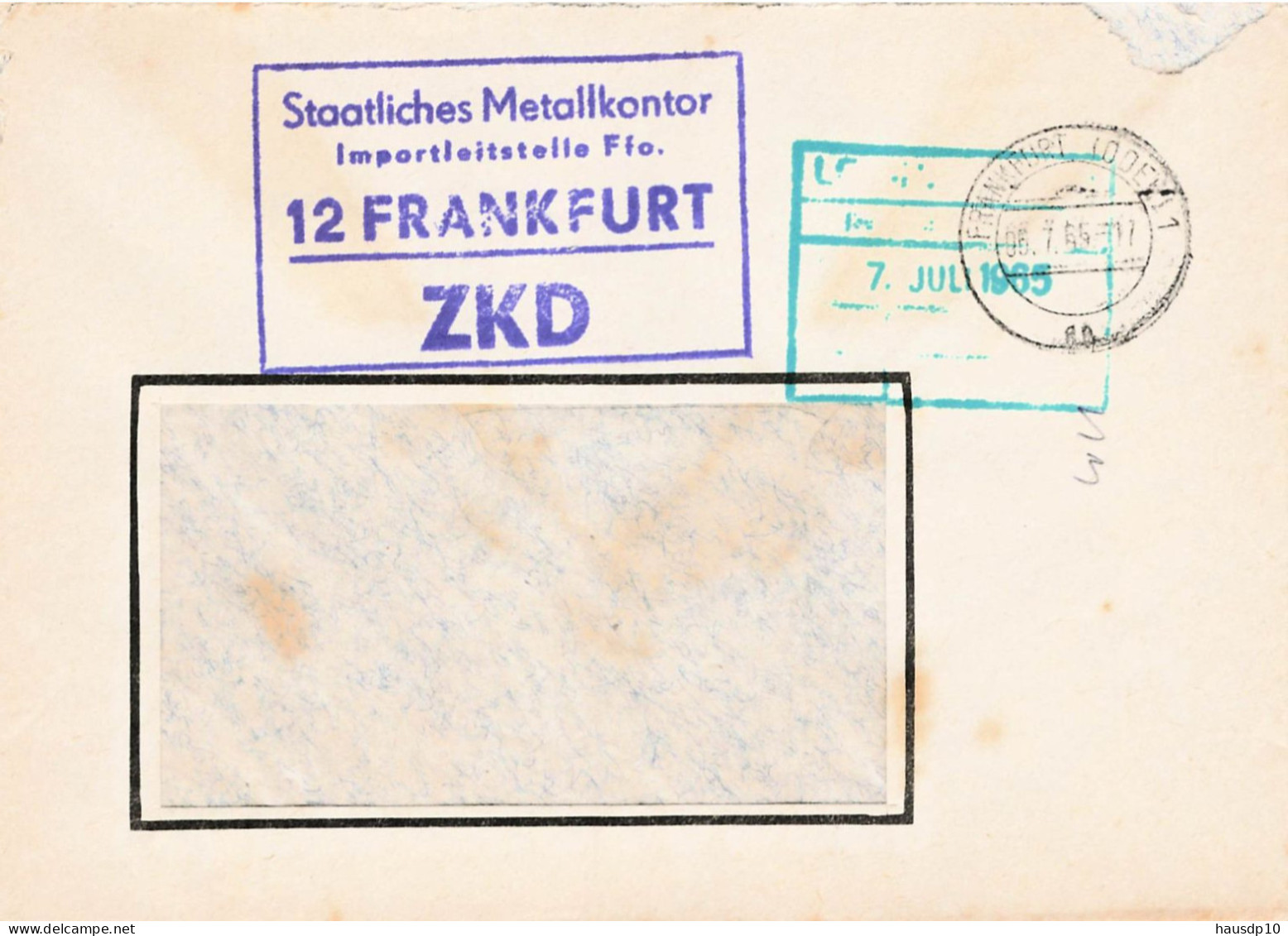 DDR Brief ZKD 1965 Staatliches Metallkontor Frankfurt - Servizio Centrale Delle Poste