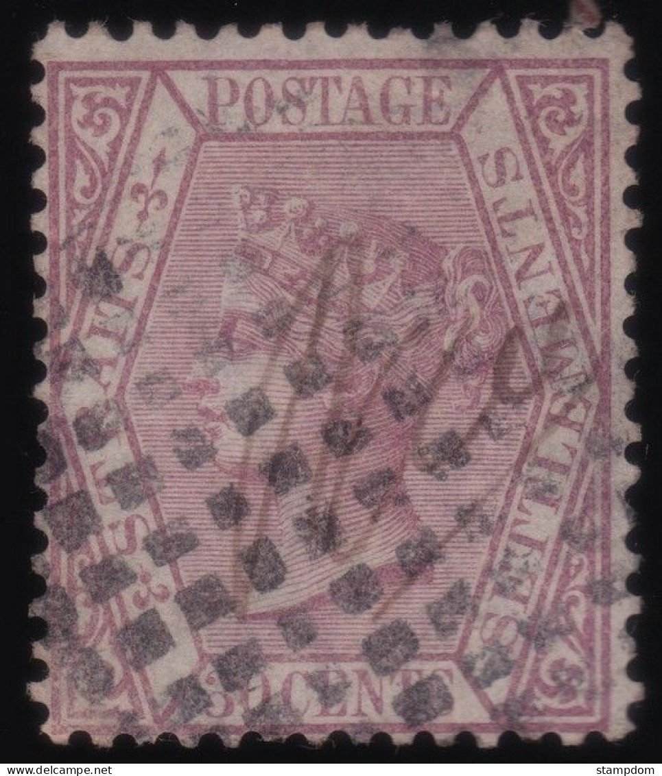 STRAITS SETTLEMENTS 1872 30c Wmk.CC Sc#16 - USED @N498 - Straits Settlements