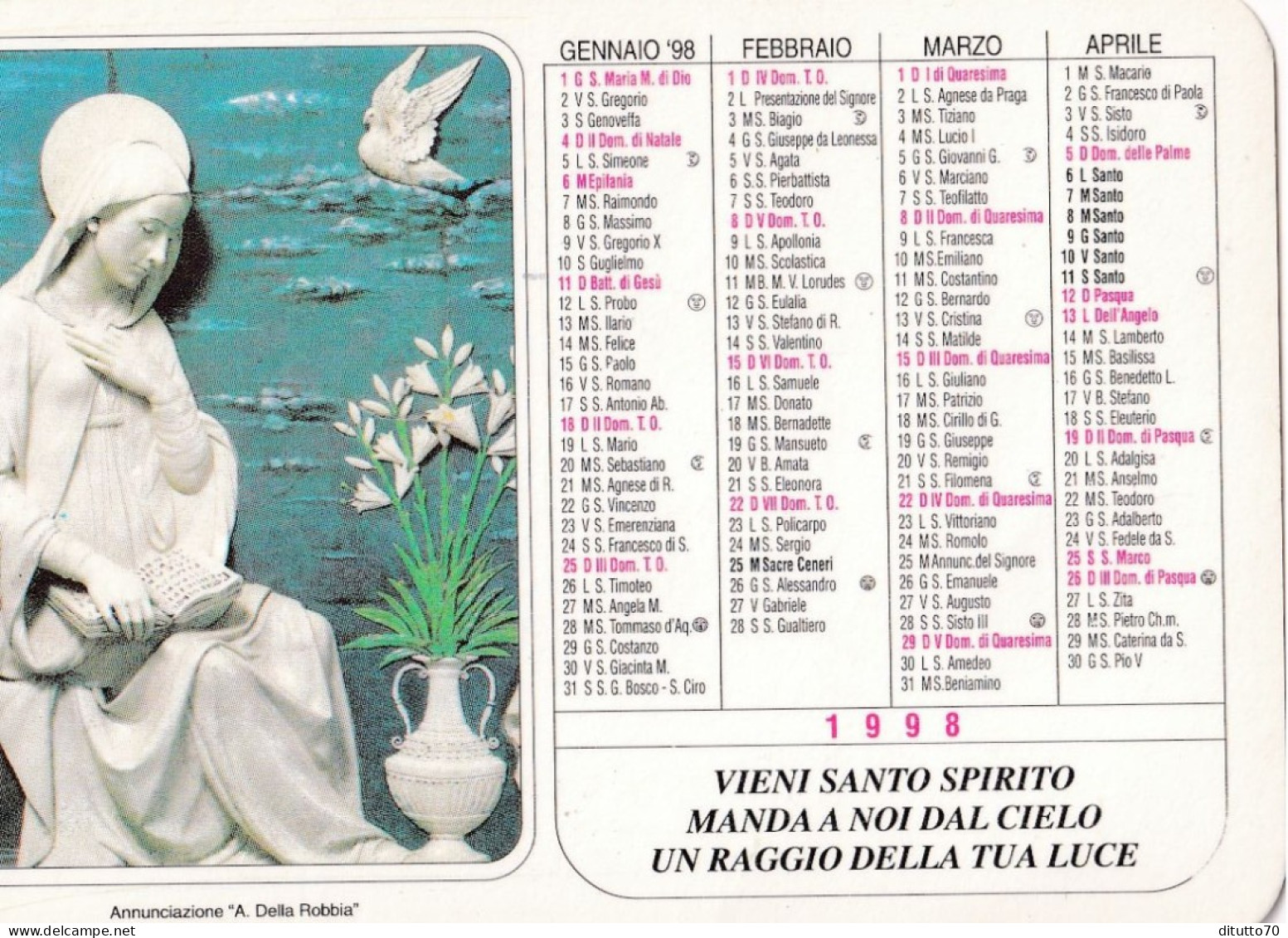 Calendarietto - Ordine Francescano Secolare - Centro Regionale - Frate Focu - Materdomini Di Nocera - Salerno - Anno 199 - Tamaño Pequeño : 1991-00