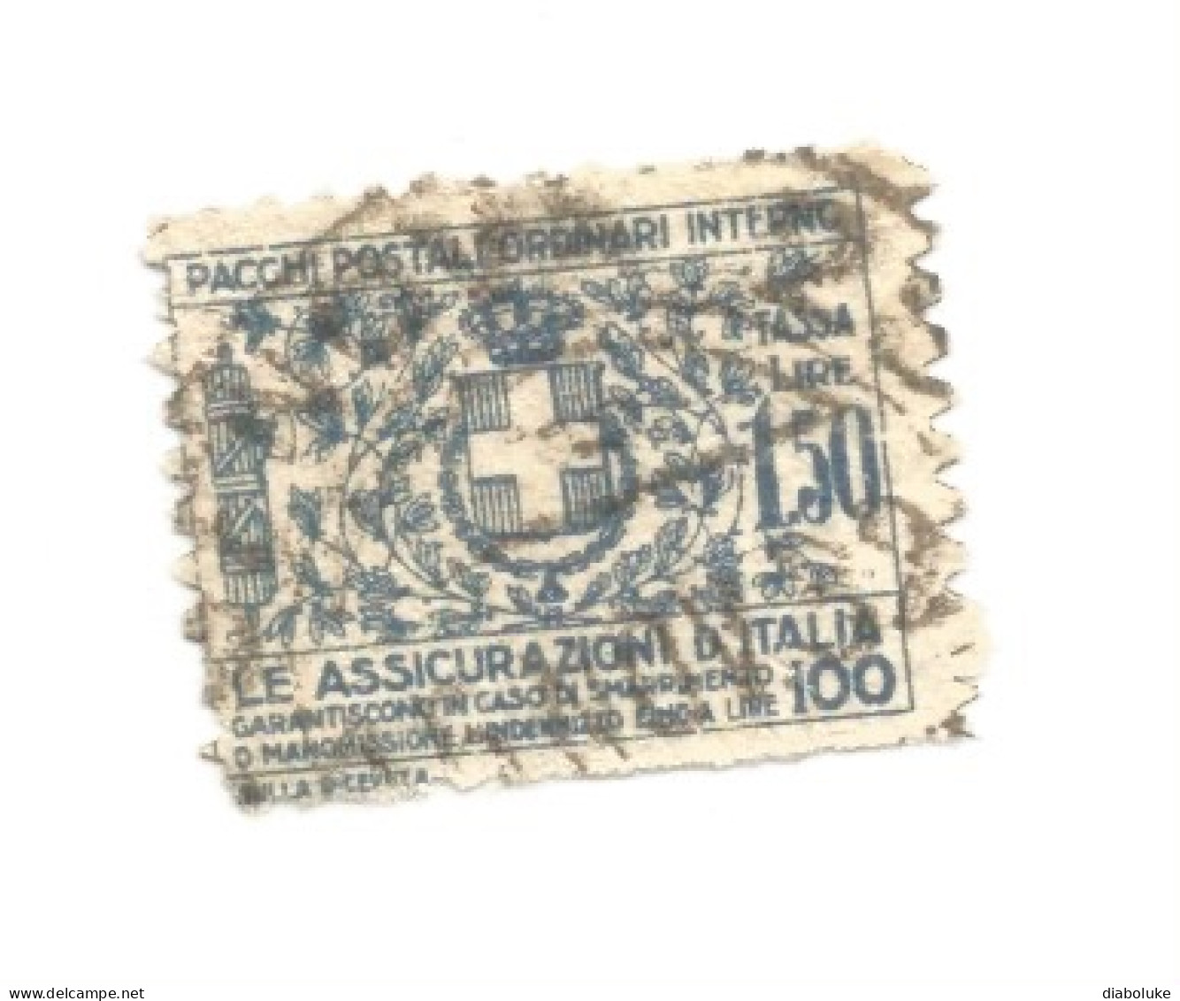 (REGNO D'ITALIA) 1926, ASSICURAZIONI D'ITALIA, 1,5L, SEZIONE DESTRA - 1 Francobollo Usato (CAT. SASSONE N.9) - Assicurati