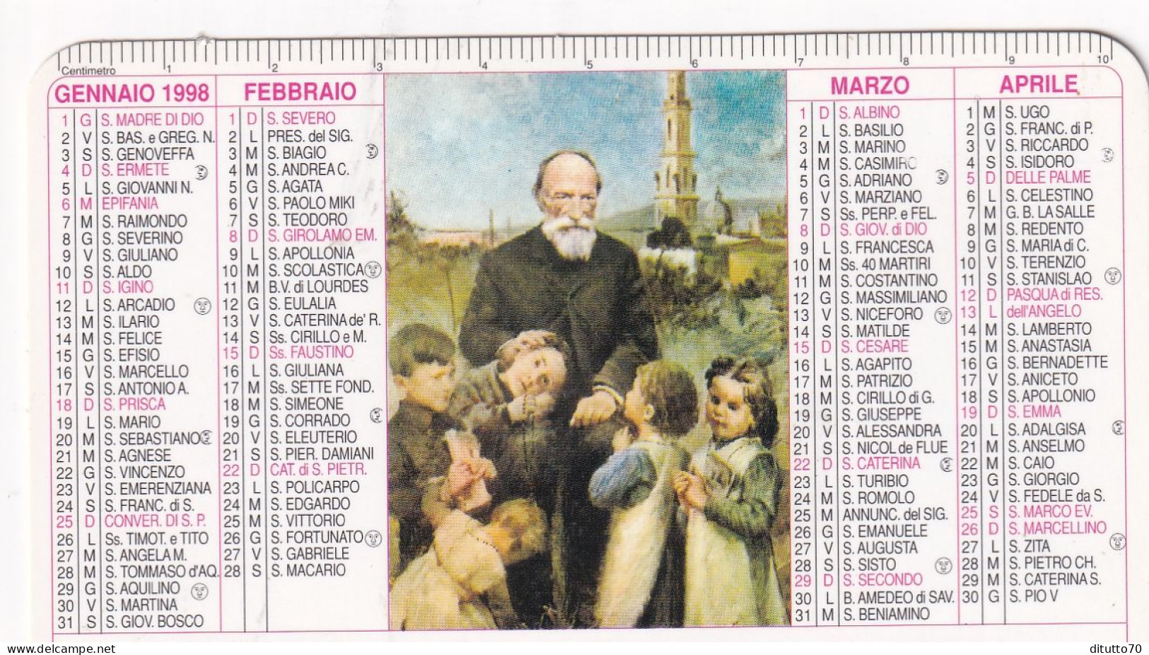 Calendarietto - Santuario B.vergine Del Rosario - Pompei - Anno 1998 - Tamaño Pequeño : 1991-00