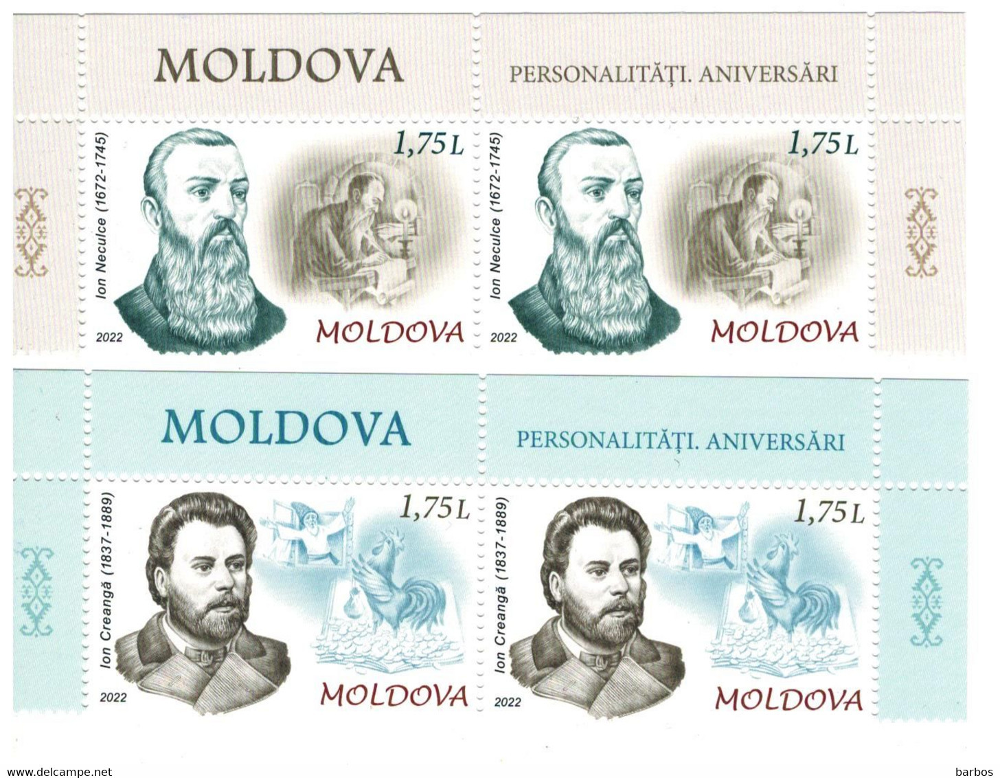 2022 , Moldova  , Personalities. Anniversaries , 2 Set Of 2 V. MNH - Moldavie