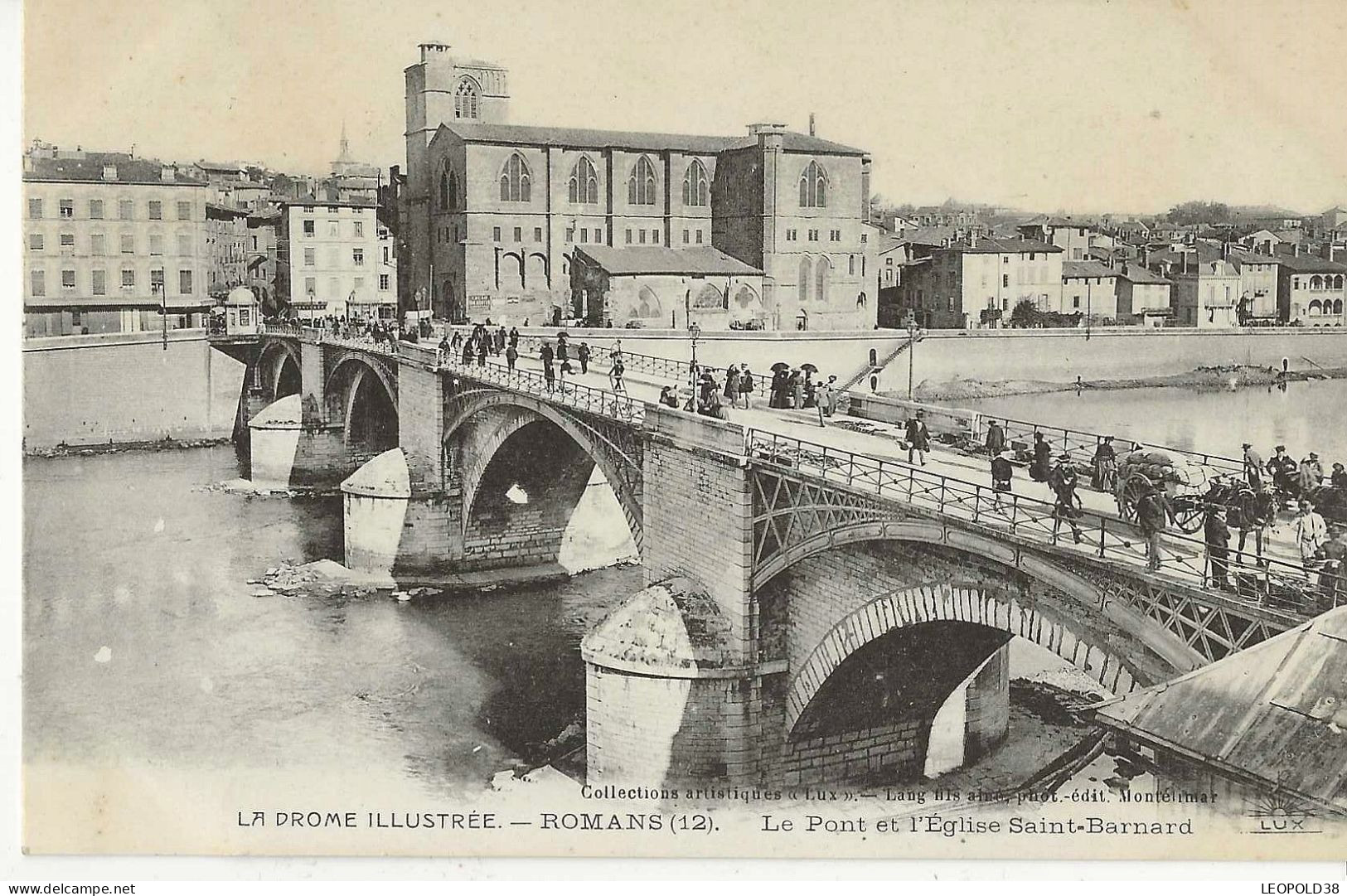 ROMANS La Place Et Le Pont Et L'Eglise St Bernard - Romans Sur Isere