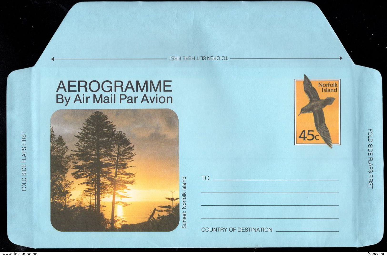 NORFOLK ISLAND(1994) Wedgetail Shearwater. Map Of Island. 45c Illustrated Aerogramme. - Norfolkinsel