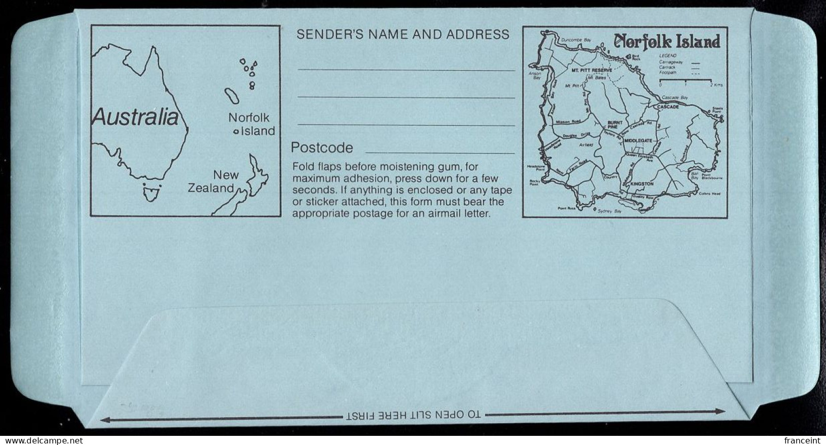 NORFOLK ISLAND(1981) Norfolk Parakeet. Map Of Island. 33c Illustrated Aerogramme With First Day Cancel. - Norfolkinsel