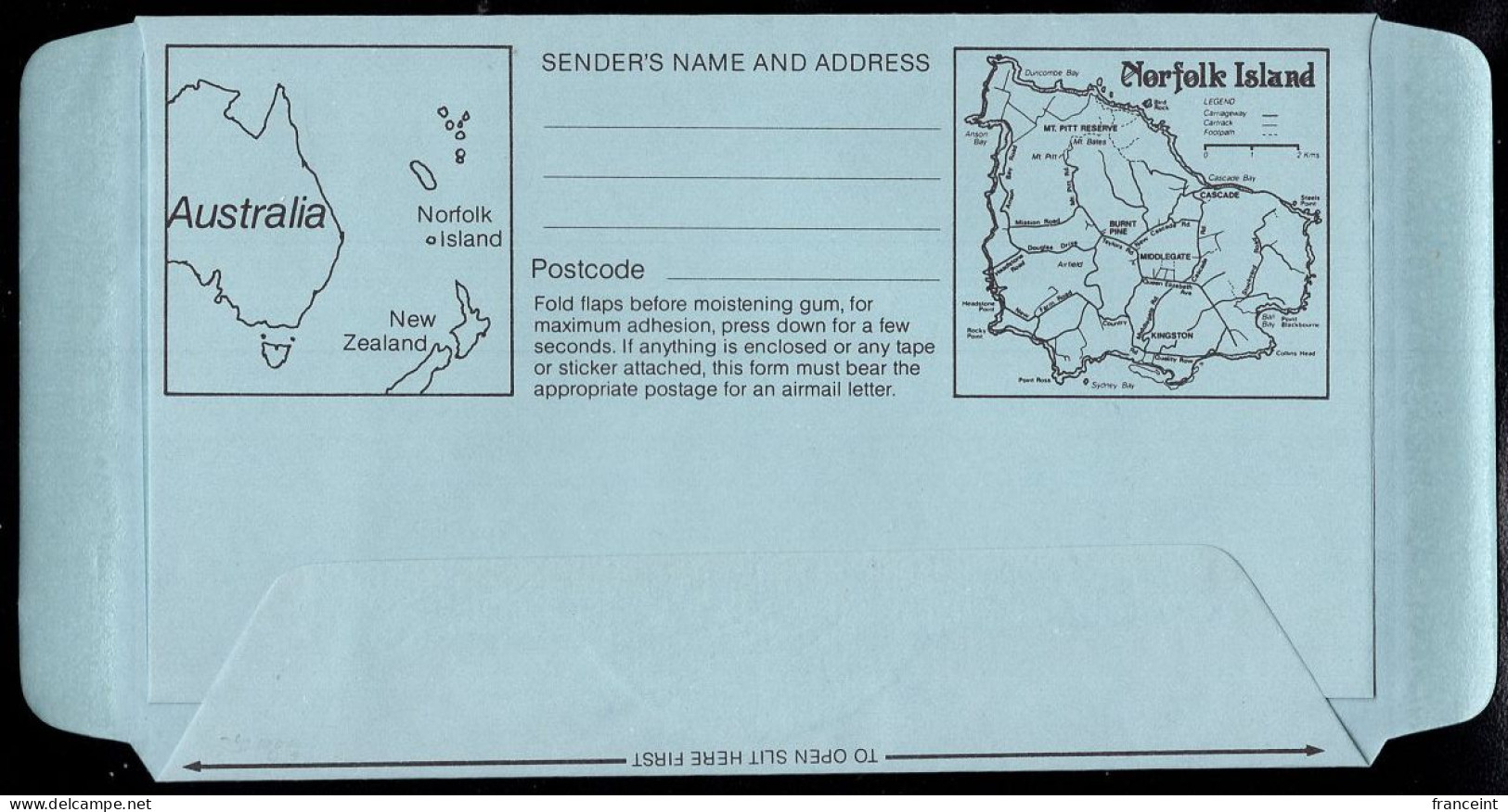 NORFOLK ISLAND(1981) Norfolk Parakeet. Map Of Island. 33c Illustrated Aerogramme With First Day Cancel. - Norfolk Island