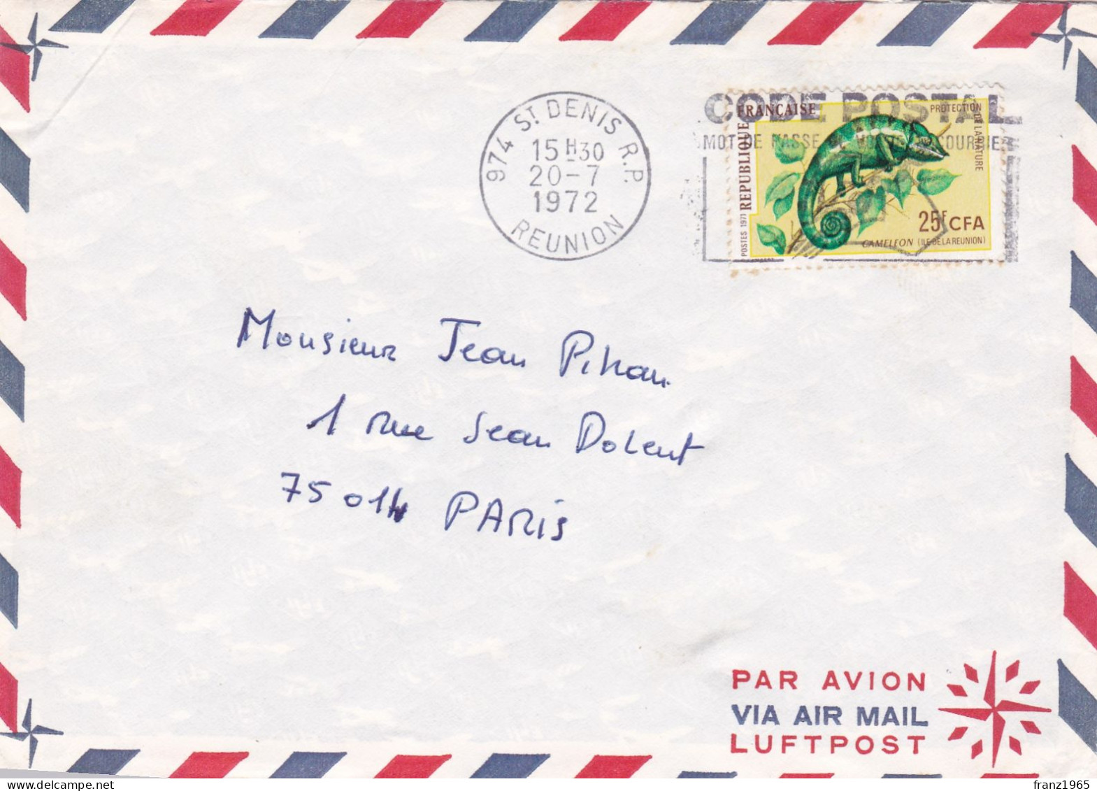 From Reunion To France - 1972 - Lettres & Documents