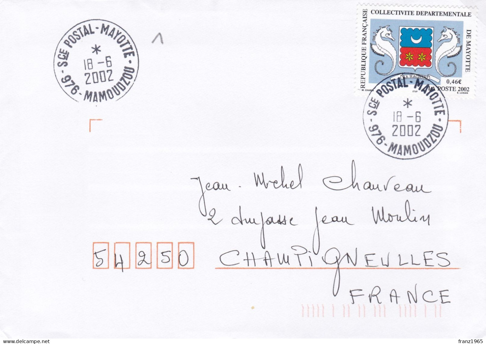 From Mayotte To France - 2002 - Lettres & Documents