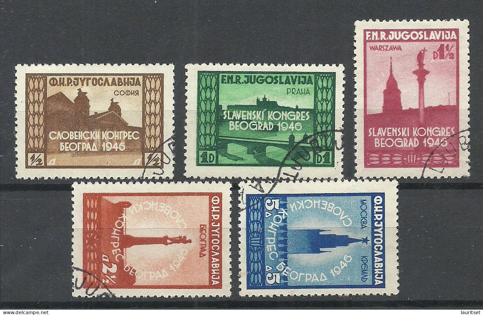 JUGOSLAVIA Jugoslawien 1947 Michel 507 - 511 O Panslawischer Kongress Belgrad - Used Stamps