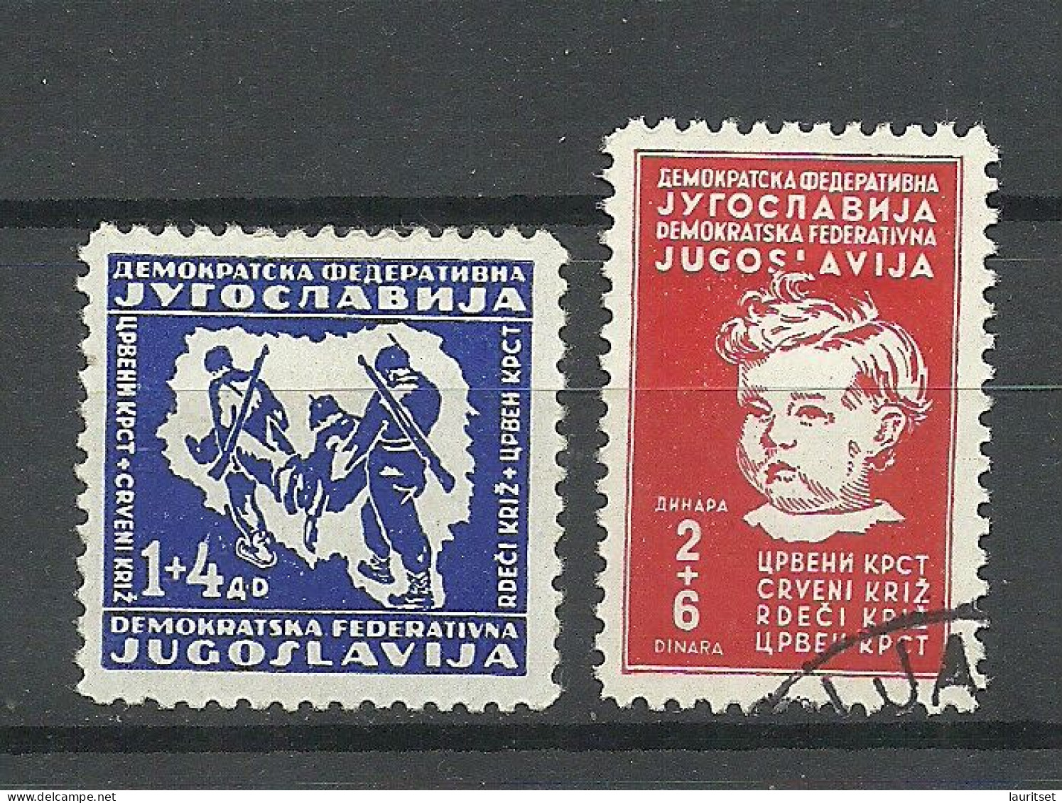 JUGOSLAVIA Jugoslawien 1945 Michel 459 - 460 Rotes Kreuz Red Cross MNH/o - Croce Rossa