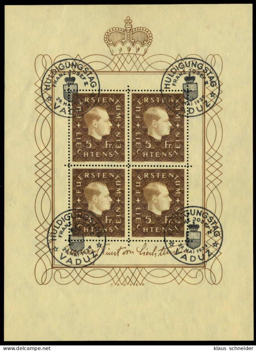 LIECHTENSTEIN BLOCK KLEINBOGEN Nr 185 Zentrisch Gestempelt K X6A8E26 - Bloques & Hojas