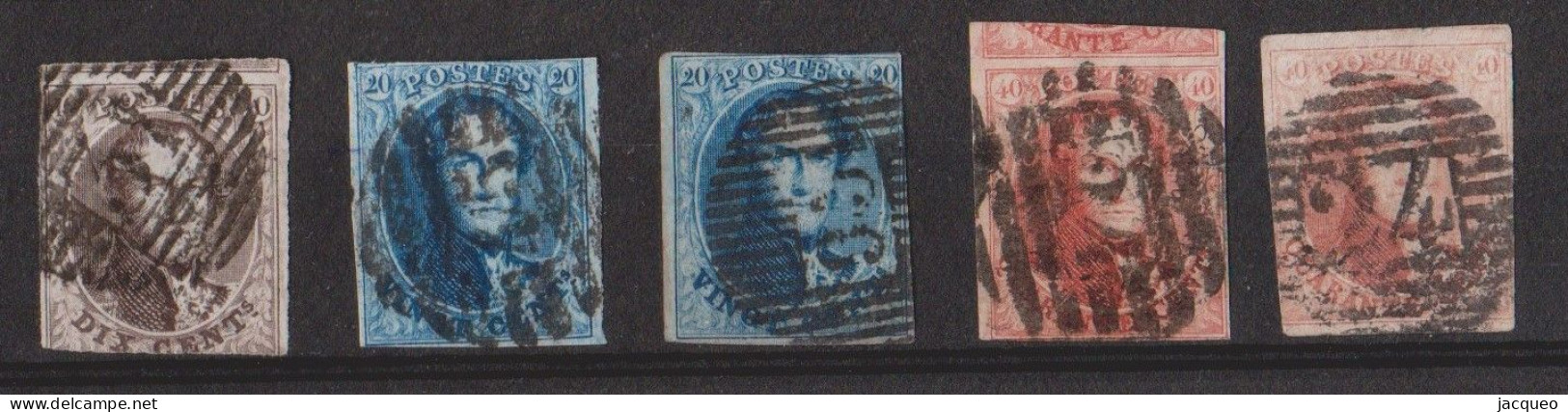 N° 10 OBL.+ 2 X N°11 + 2 X N°12     5 TIMBRES MEDAILLONS ALLONGES 1858- 1862 - 1858-1862 Medaillons (9/12)