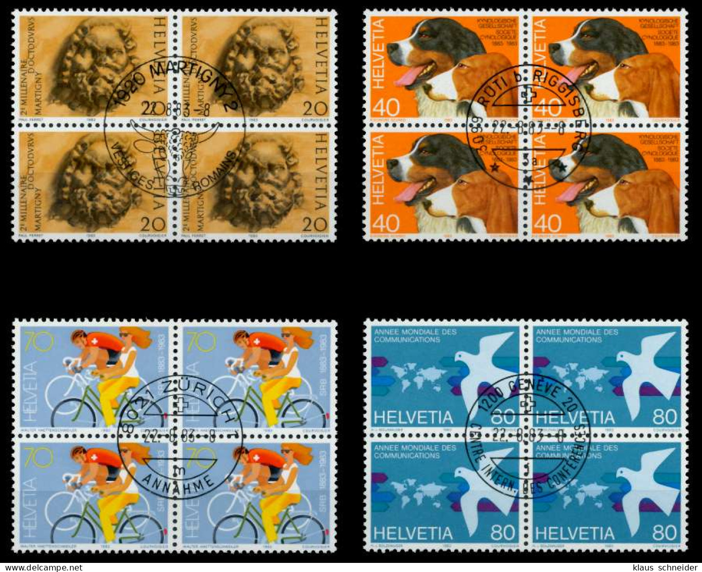 SCHWEIZ 1983 Nr 1256-1259 Zentrisch Gestempelt VIERERBLOCK X6C6DD6 - Used Stamps
