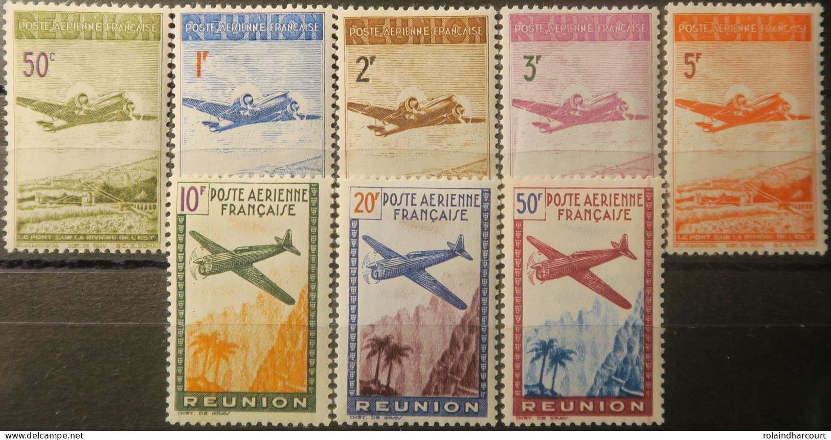 R2253/712 - COLONIES FRANÇAISES - 1942 - REUNION - POSTE AERIENNE - SERIE COMPLETE - N°10 à 17 NEUFS* - Posta Aerea