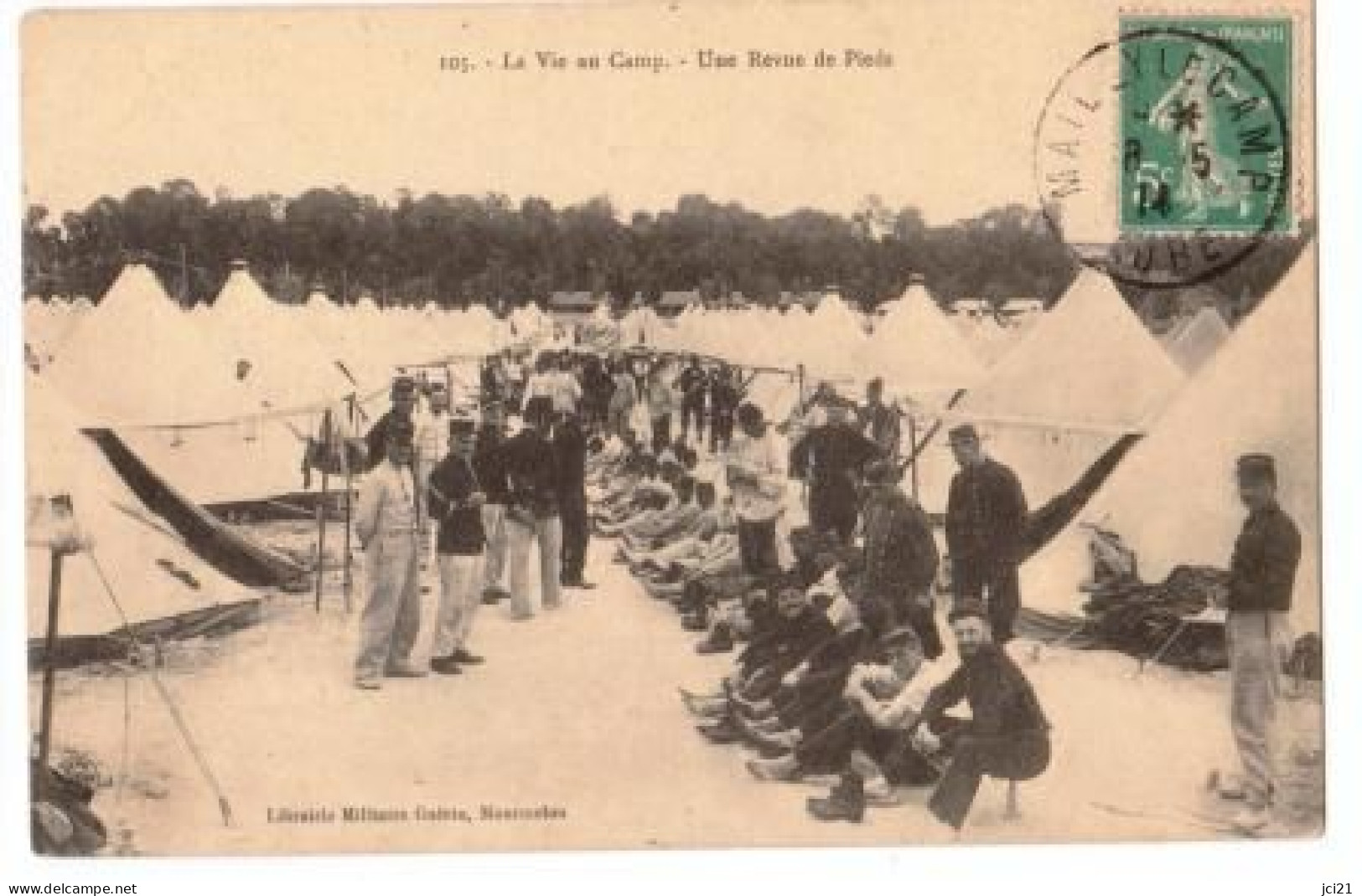 CPA LA VIE AU CAMP UNE REVUE DE PIEDS MAILLY LE CAMP 8 MAI 1914 [ TENTES SOLDATS ] (1928) _CPM92 - Manöver