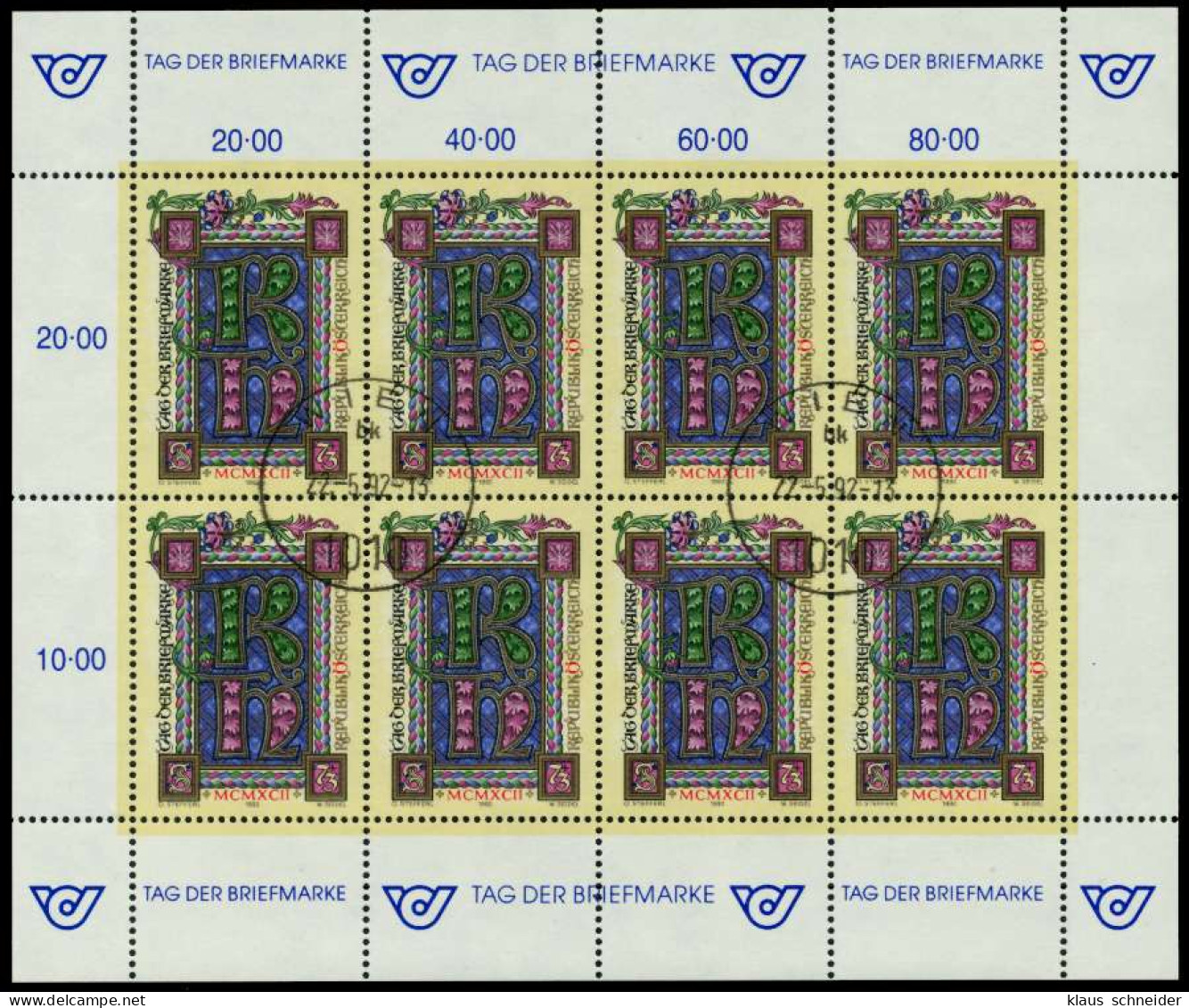 ÖSTERREICH BLOCK KLEINBOGEN Nr 2066 Zentrisch Gestempelt KLE S1C8E66 - Blocchi & Fogli