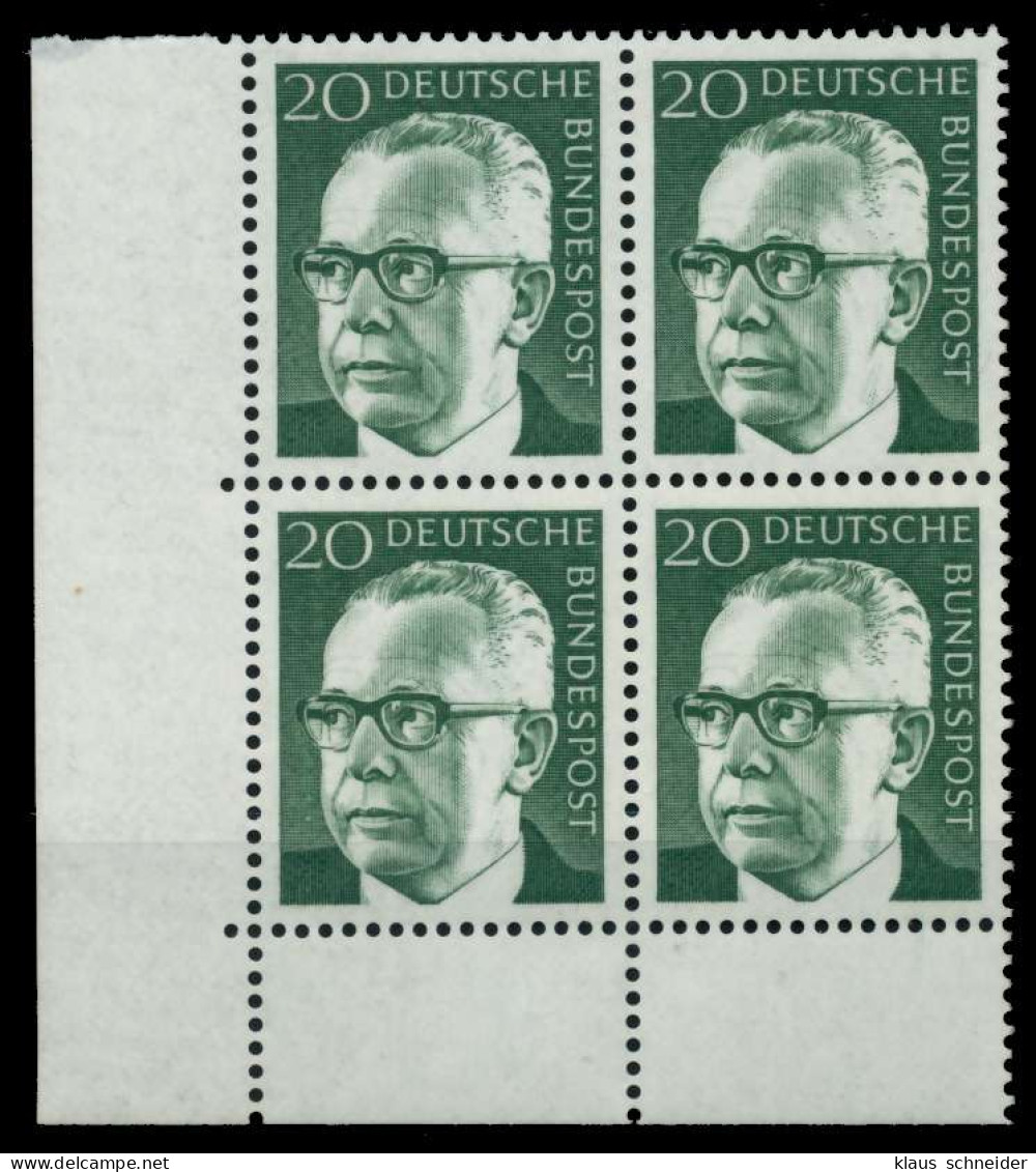 BRD DS HEINEM Nr 637 Postfrisch VIERERBLOCK ECKE-ULI X76A366 - Unused Stamps