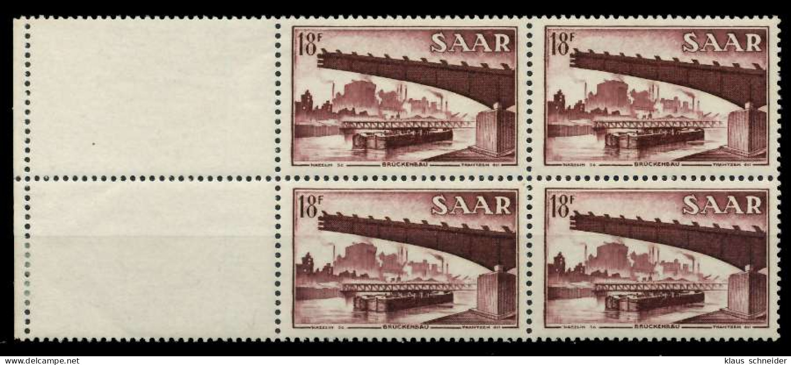SAARLAND 1952 Nr 330L Postfrisch VIERERBLOCK X7A13E6 - Nuovi