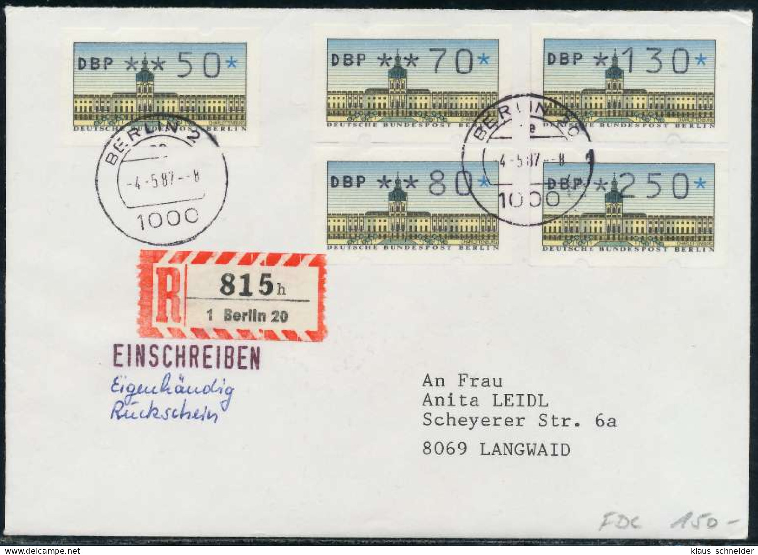 BERLIN ATM Nr VS1-10-300 EST BRIEF FDC X7E470E - Briefe U. Dokumente