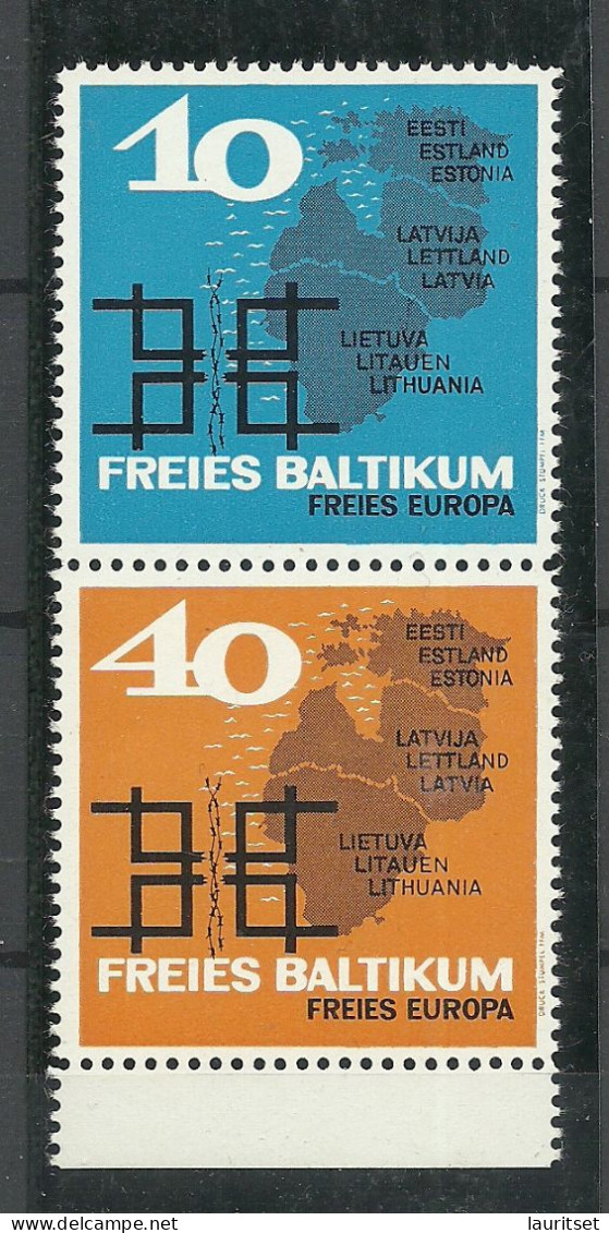 Freies Baltikum Baltic States Estonia Latvia Lithuania Anti-Soviet Propaganda Stamps As Pair MNH - Erinofilia