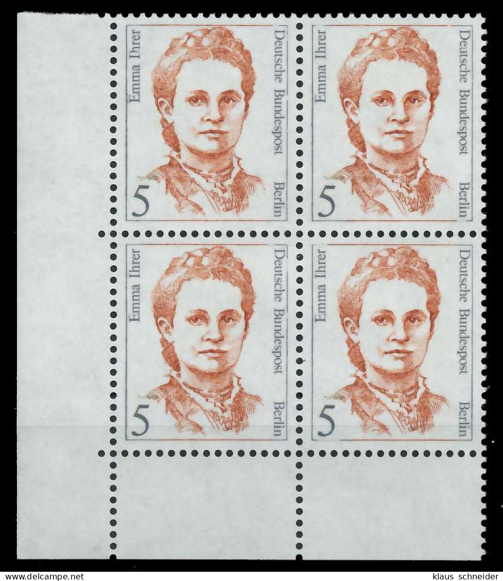 BERLIN DS FRAUEN Nr 833 Postfrisch VIERERBLOCK ECKE-ULI X8E22D6 - Unused Stamps