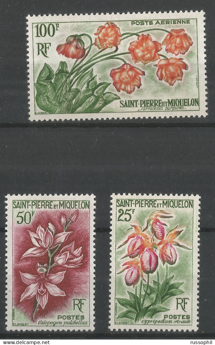 SAINT PIERRE ET MIQUELON - FLOWERS -  FLEURS - Yv #362 + Yv #363 + Yv #PA27 - (**/MNH) - 1962 - Neufs