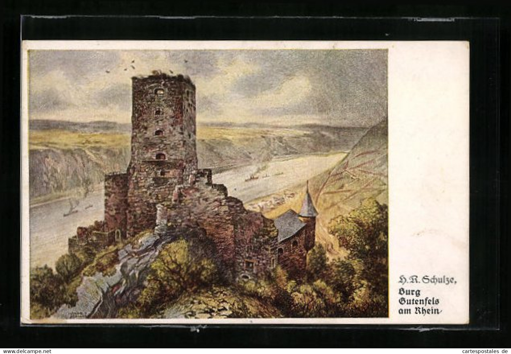 Künstler-AK Hans Rudolf Schulze: Burg Gutenfels Am Rhein  - Schulze, Hans Rudolf