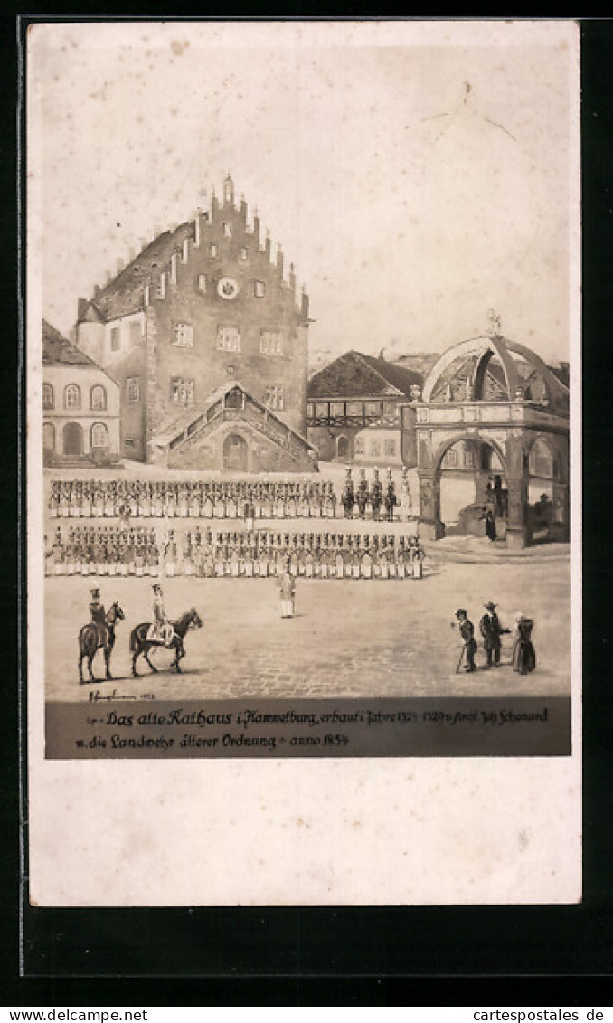 Künstler-AK Hammelburg, Das Alte Rathaus Und Die Lahndwehr älterer Ordnung Anno 1854  - Hammelburg