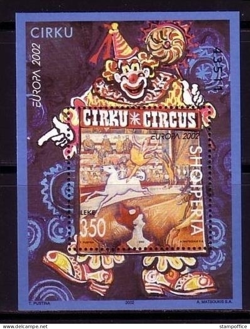 Albanien Briefmarken 100 X Block 138 Postfrisch Europa 2002 Zirkus Clowns - Albanie