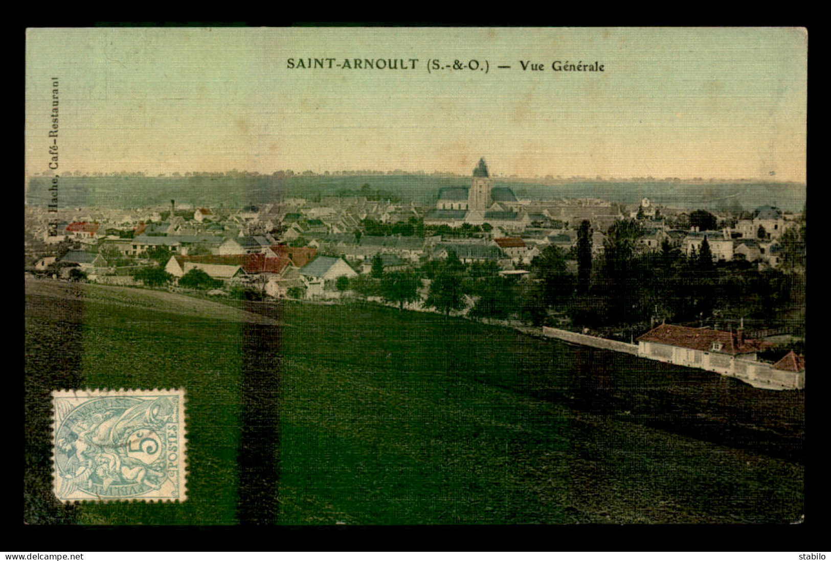 78 - SAINT-ARNOULT - VUE GENERALE - CARTE ANCIENNE TOILEE ET COLORISEE - St. Arnoult En Yvelines